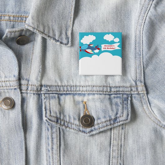 Cute Little Airplane Boy Birthday Button (In situ)