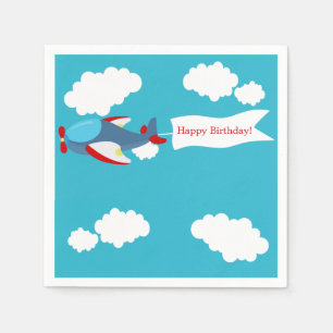 Cute Little Airplane Boy Birthday Paper Napkins Servetten