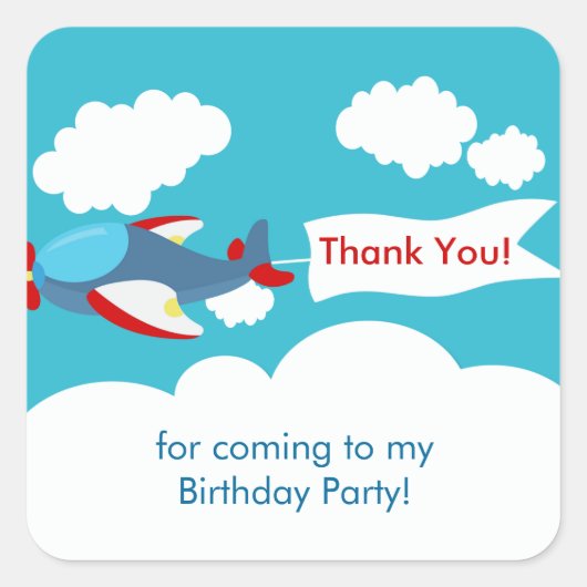 Cute Little Airplane Boy Birthday Sticker (Voorkant)