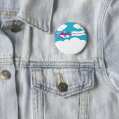 Cute Little Airplane Girl Birthday Button (In situ)