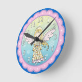 Cute Little Angel Girls Wall Clock Ronde Klok (Hoek)