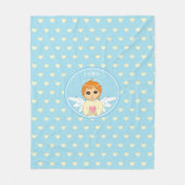 Cute Little Angel met een hartpatroon op lichtblau Fleece Deken (Voorkant)