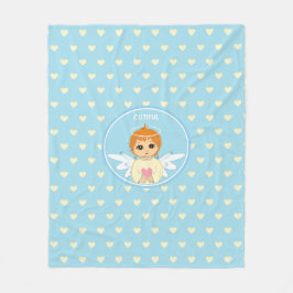 Cute Little Angel met een hartpatroon op lichtblau Fleece Deken