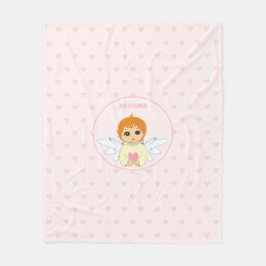 Cute Little Angel met een hartpatroon op lichtroze Fleece Deken