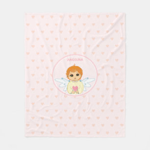 Cute Little Angel met een hartpatroon op lichtroze Fleece Deken