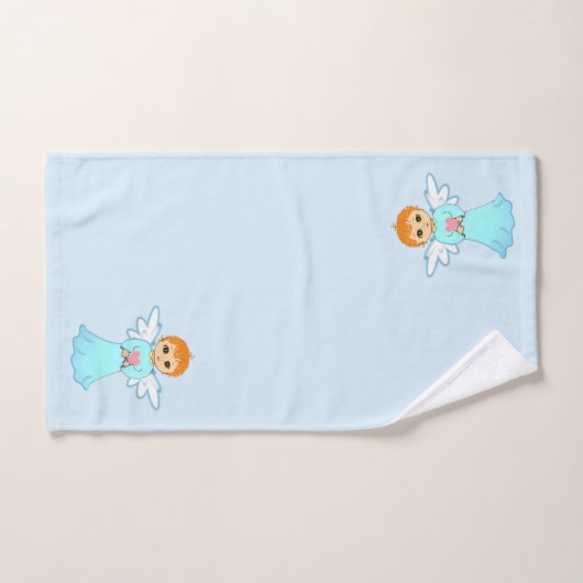 Cute Little Angel op Light Blue Bad Handdoek (Handdoek)