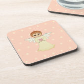 Cute Little Angel op Light Coral Pink Bier Onderzetter (Linkerzijde)