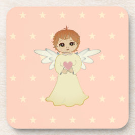 Cute Little Angel op Light Coral Pink Bier Onderzetter