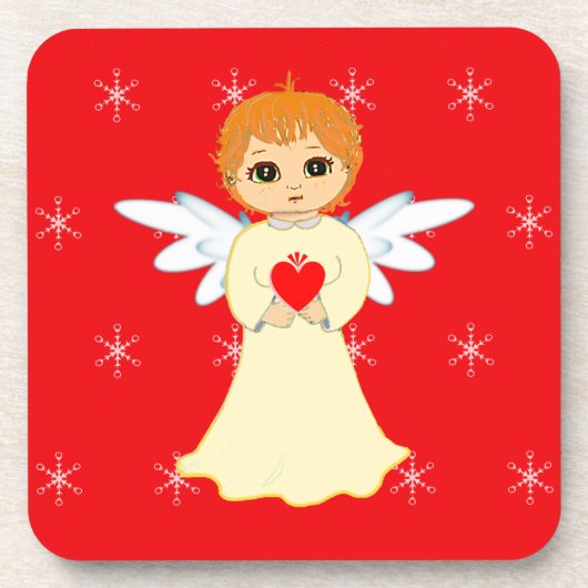 Cute Little Angel op Red Bier Onderzetter (Voorkant)