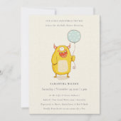 Cute Little Aqua Yellow Monster Baby shower Invite Bedankkaart (Voorkant)