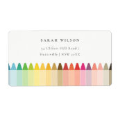 Cute Little Artist Crayon Fun Rainbow-adres Etiket (Voorkant)