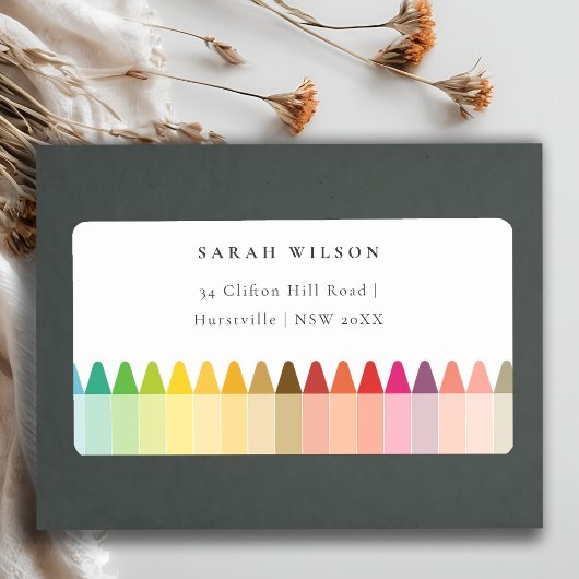 Cute Little Artist Crayon Fun Rainbow-adres Etiket