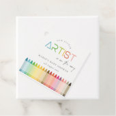 Cute Little Artist Crayon Fun Rainbow Baby shower Bedankjes Labels (In situ)