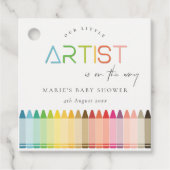 Cute Little Artist Crayon Fun Rainbow Baby shower Bedankjes Labels (Voorkant)