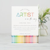 Cute Little Artist Crayon Fun Rainbow Baby shower Bedankkaart (Staand voorkant)