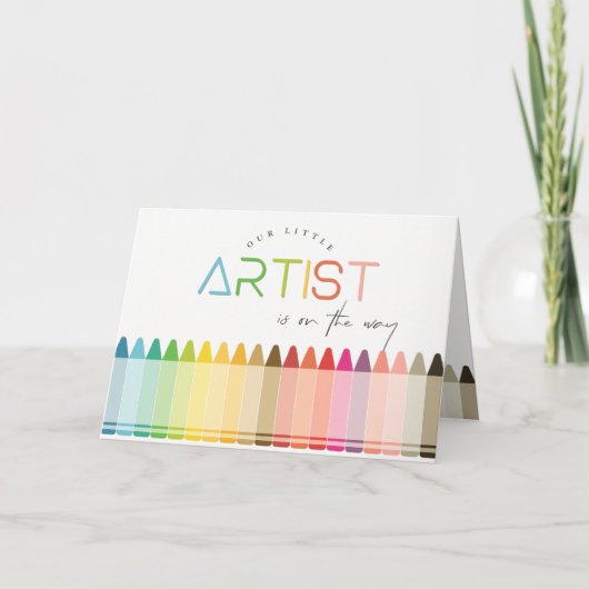 Cute Little Artist Crayon Fun Rainbow Baby shower Bedankkaart (Voorkant)