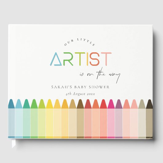 Cute Little Artist Crayon Fun Rainbow Baby shower Gastenboek (Voorkant)