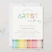 Cute Little Artist Crayon Fun Rainbow Baby shower Kaart (Voorkant)