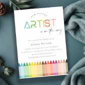 Cute Little Artist Crayon Fun Rainbow Baby shower Kaart