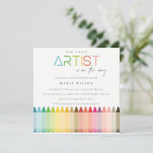 Cute Little Artist Crayon Fun Rainbow Baby shower Kaart (Staand voorkant)