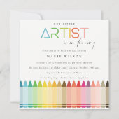 Cute Little Artist Crayon Fun Rainbow Baby shower Kaart (Voorkant)
