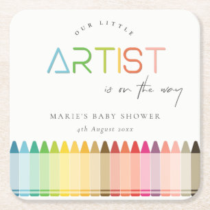 Cute Little Artist Crayon Fun Rainbow Baby shower Kartonnen Onderzetters