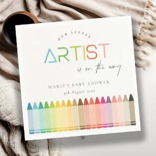 Cute Little Artist Crayon Fun Rainbow Baby shower Servet