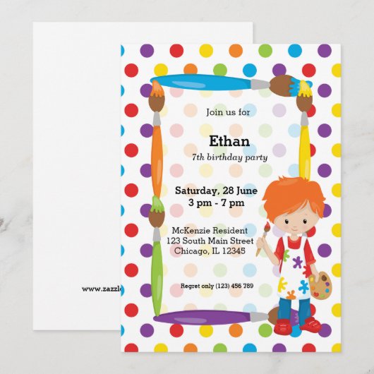 Cute Little Artist Kaart (Voorkant / Achterkant)