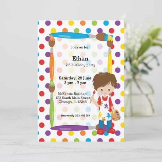 Cute Little Artist Kaart (Staand voorkant)