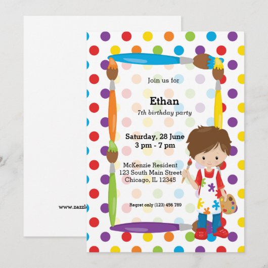 Cute Little Artist Kaart (Voorkant / Achterkant)