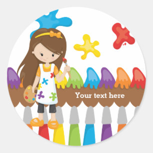 Cute Little Artist Ronde Sticker