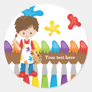 Cute Little Artist Ronde Sticker