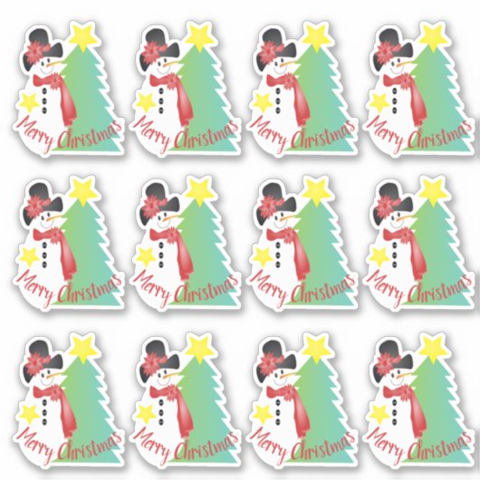 Cute Little Artsy Snowman Sticker (Voorkant)