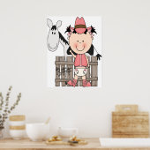Cute Little Baby Cowgirl Poster Art Print (Keuken)