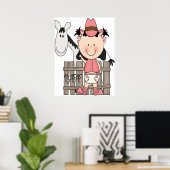 Cute Little Baby Cowgirl Poster Art Print (Thuiskantoor)