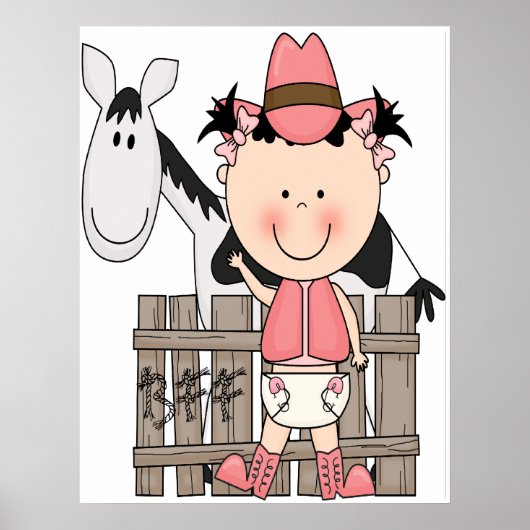 Cute Little Baby Cowgirl Poster Art Print (Voorkant)