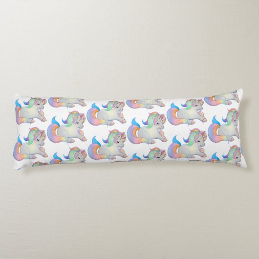 Cute Little Baby Unicorn Pastel Bedding Lichaamskussen (Achterkant)