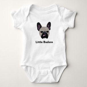 Cute "Little badass" brown French Bulldog Romper