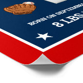 Cute Little Baseball Player Baby Boy Birth Stats Poster (Hoek)