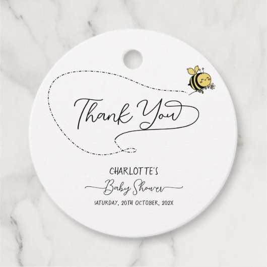 Cute Little Bee Baby shower Bedankjes Labels (Voorkant)