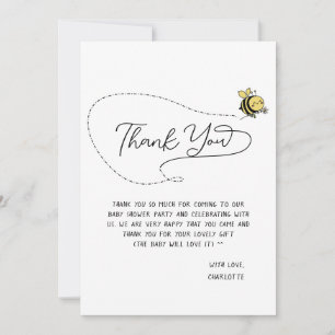 Cute Little Bee Baby Shower Bedankkaart