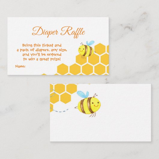 Cute Little Bee Baby shower Diaper Raffle Informatiekaartje (Voorkant / Achterkant)
