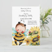 Cute Little Bee Baby shower Kaart (Staand voorkant)