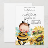 Cute Little Bee Baby shower Kaart (Voorkant / Achterkant)