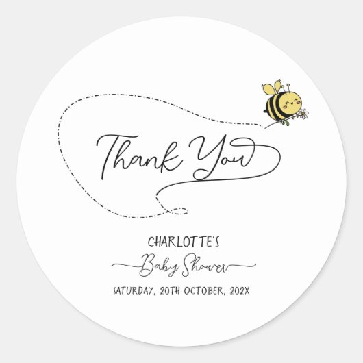 Cute Little Bee Baby shower Ronde Sticker (Voorkant)
