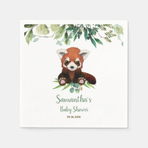 Cute Little Beer Red Panda Baby shower Greenery Na Servet