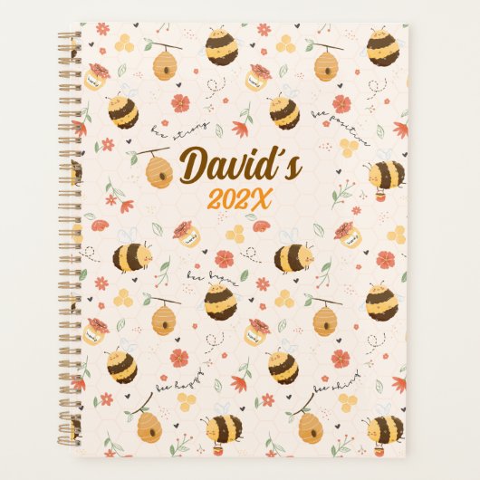 Cute little bees and daisy flowers pattern planner (Voorkant)