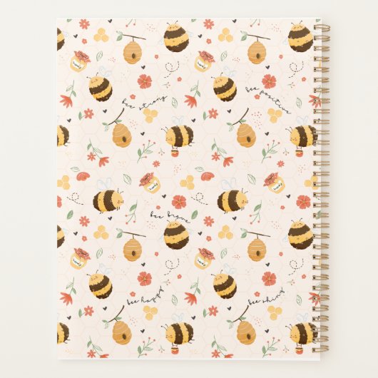 Cute little bees and daisy flowers pattern planner (Achterkant)