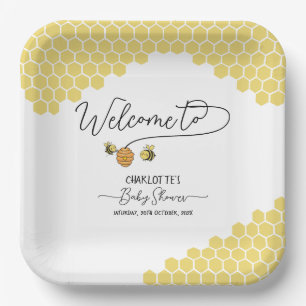 Cute Little Bees Honingraat Baby Shower Papieren Bordje