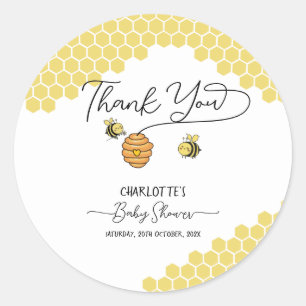 Cute Little Bees Honingraat Baby Shower Ronde Sticker